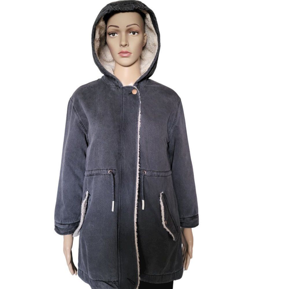Zara Cozy and warm Distressed Denim Fall  Hoodie